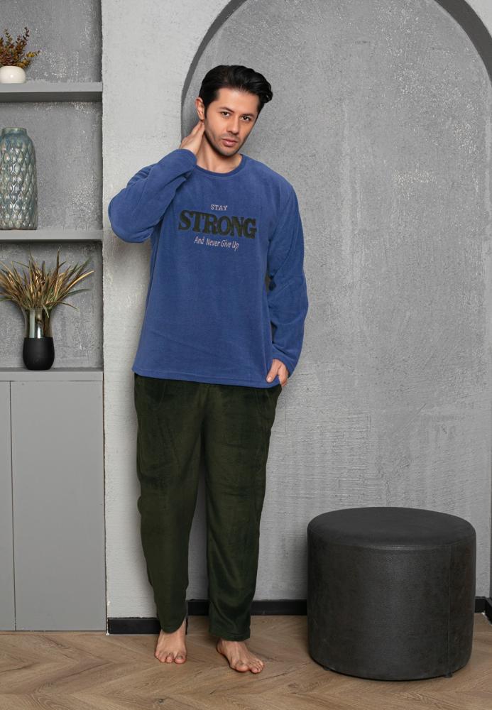 Pijama Barbat POLAR , Culoare Albastru, Engros